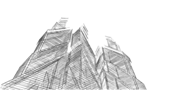 Lignes Dessin Abstraites Dans Concept Art Architectural Formes Géométriques Minimales — Photo