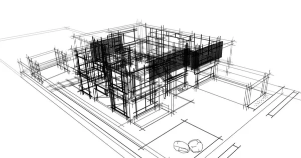 Architektur Gebäude Illustration Auf Hintergrund — Stockfoto