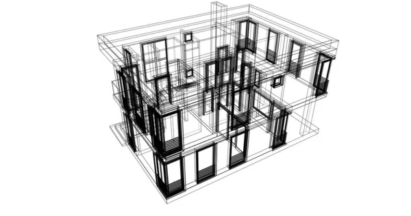 Arquitectura Edificio Ilustración Sobre Fondo — Foto de Stock