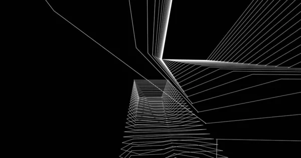 Abstract Drawing Lines Architectural Art Concept Minimal Geometrical Shapes — Stock Photo, Image