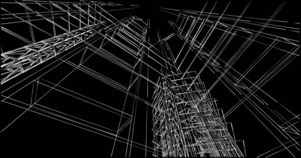 Líneas Abstractas Dibujo Concepto Arte Arquitectónico Formas Geométricas Mínimas —  Fotos de Stock