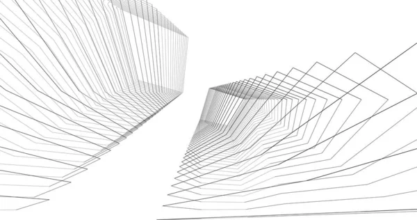 Abstrakcyjne Linie Rysunku Koncepcji Sztuki Architektonicznej Minimalne Kształty Geometryczne — Zdjęcie stockowe