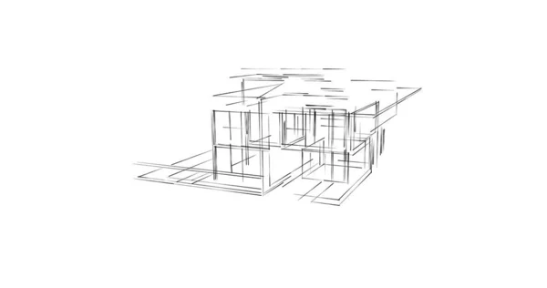 Abstrakcyjne Linie Rysunku Koncepcji Sztuki Architektonicznej Minimalne Kształty Geometryczne — Zdjęcie stockowe