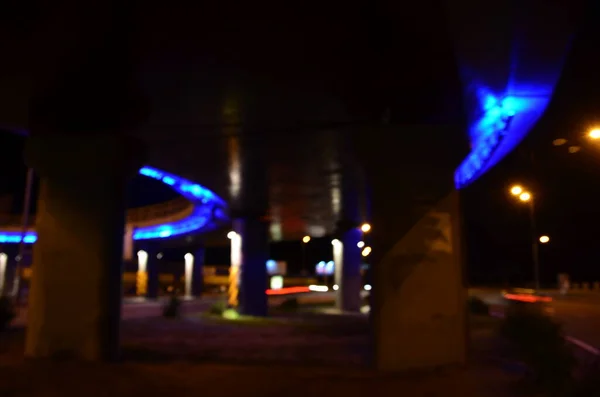 Rozmazané Abstraktní Světla Pozadí Města Noci — Stock fotografie
