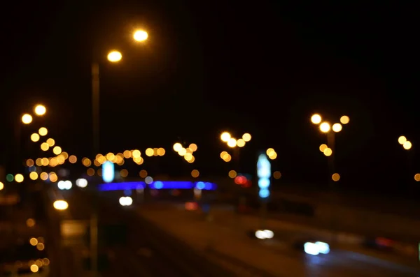 Luces Abstractas Borrosas Fondo Ciudad Noche — Foto de Stock