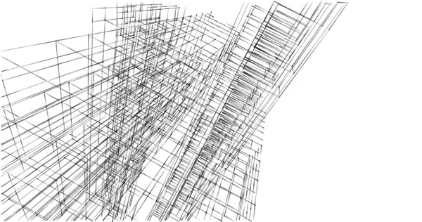 Lignes Dessin Abstraites Dans Concept Art Architectural Formes Géométriques Minimales — Photo