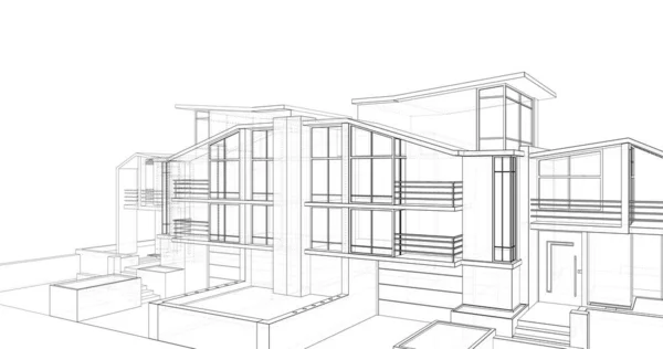 Abstrakcyjne Linie Rysunku Koncepcji Sztuki Architektonicznej Minimalne Kształty Geometryczne — Zdjęcie stockowe