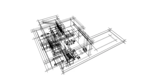 Líneas Abstractas Dibujo Concepto Arte Arquitectónico Formas Geométricas Mínimas —  Fotos de Stock