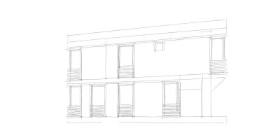 Arkaplanda mimari bina 3d illüstrasyon