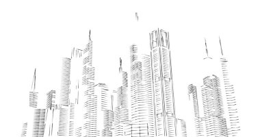 Arkaplanda mimari bina 3d illüstrasyon