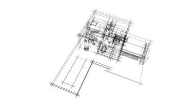 Mimari sanat konseptinde soyut çizgiler, minimum geometrik şekiller. 