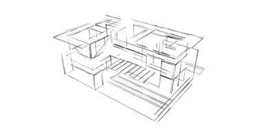 Mimari sanat konseptinde soyut çizgiler, minimum geometrik şekiller. 