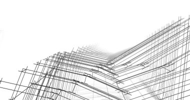 Mimari sanat konseptinde soyut çizgiler, minimum geometrik şekiller. 