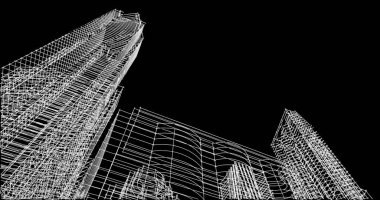 Mimari sanat konseptinde soyut çizgiler, minimum geometrik şekiller. 