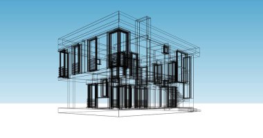 Mimari sanat konseptinde soyut çizgiler, minimum geometrik şekiller. 