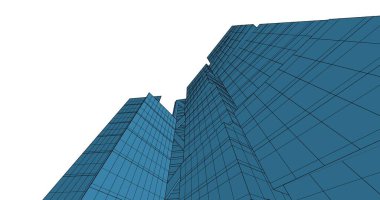 Arkaplanda mimari bina 3d illüstrasyon