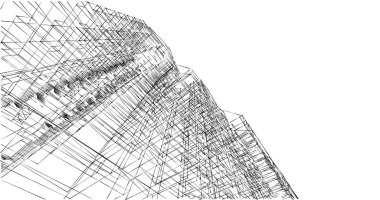 Arkaplanda mimari bina 3d illüstrasyon,