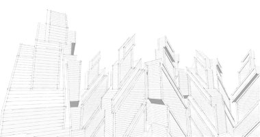 Mimari sanat konseptinde soyut çizgiler, minimum geometrik şekiller. 