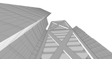 Arkaplanda mimari bina 3d illüstrasyon