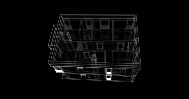 Arkaplanda mimari bina 3d illüstrasyon