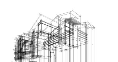 Mimari sanat konseptinde soyut çizgiler, minimum geometrik şekiller. 