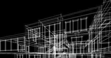 Arkaplanda mimari bina 3d illüstrasyon