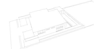 Mimari sanat konseptinde soyut çizgiler, minimum geometrik şekiller. 