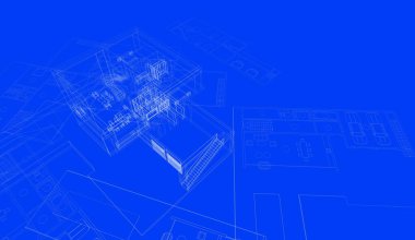 Mimari sanat konseptinde soyut çizgiler, minimum geometrik şekiller. 