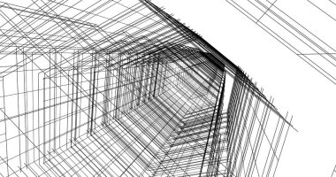 Arkaplanda mimari bina 3d illüstrasyon