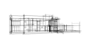 Mimari sanat konseptinde soyut çizgiler, minimum geometrik şekiller. 