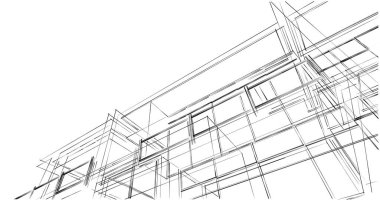 Arkaplanda mimari bina 3d illüstrasyon