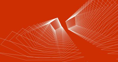 Mimari sanat konseptinde soyut çizgiler, minimum geometrik şekiller. 