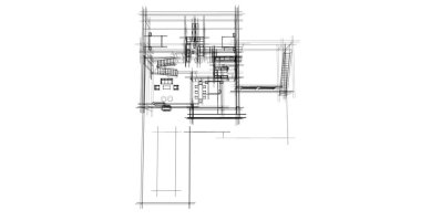 Mimari sanat konseptinde soyut çizgiler, minimum geometrik şekiller. 