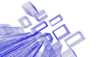 Arkaplanda mimari bina 3d illüstrasyon