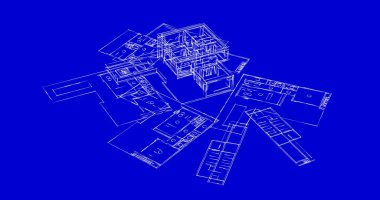 Mimari sanat konseptinde soyut çizgiler, minimum geometrik şekiller. 