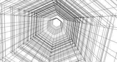 Arkaplanda mimari bina 3d illüstrasyon