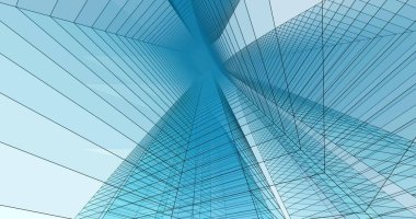 Arkaplanda mimari bina 3d illüstrasyon