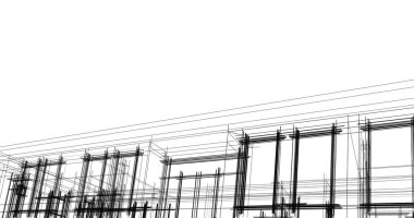 Arkaplanda mimari bina 3d illüstrasyon