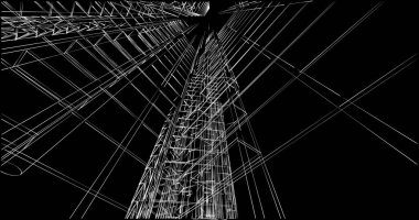 Mimari sanat konseptinde soyut çizgiler, minimum geometrik şekiller. 