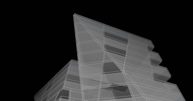 Mimari sanat konseptinde soyut çizgiler, minimum geometrik şekiller. 