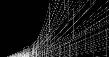 Mimari sanat konseptinde soyut çizgiler, minimum geometrik şekiller. 