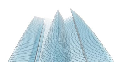 Arkaplanda mimari bina 3d illüstrasyon