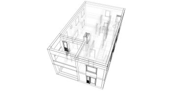 Mimari sanat konseptinde soyut çizgiler, minimum geometrik şekiller. 