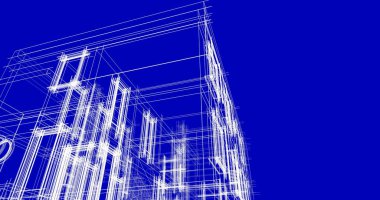 Mimari sanat konseptinde soyut çizgiler, minimum geometrik şekiller. 