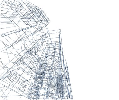 Mimari sanat konseptinde soyut çizgiler, minimum geometrik şekiller. 