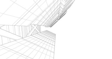 Arkaplanda mimari bina 3d illüstrasyon