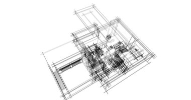 Mimari sanat konseptinde soyut çizgiler, minimum geometrik şekiller. 