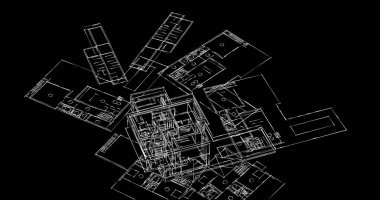 Mimari sanat konseptinde soyut çizgiler, minimum geometrik şekiller. 