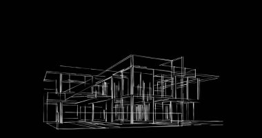 Mimari sanat konseptinde soyut çizgiler, minimum geometrik şekiller. 