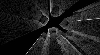 Arkaplanda mimari bina 3d illüstrasyon